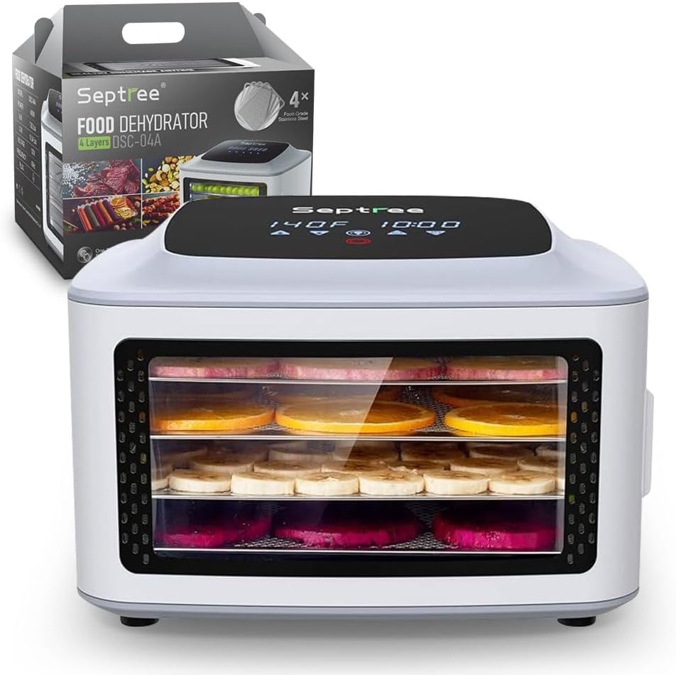 Food Dehydrator Snacks - Compact Food Dehydrator, 4 Stainless Steel