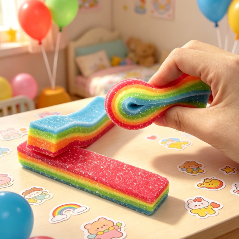 Candy Sour Strip - Squishy Rainbow Strip Stress Ball Squeeze