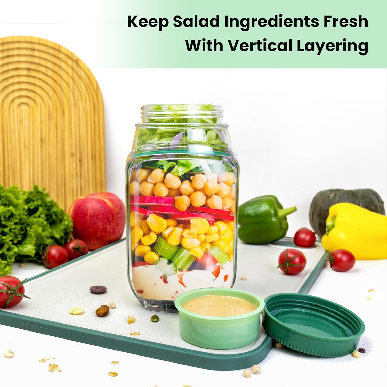 2-Pack 34oz Salad Jar Containe – обзор и цена Food Snacks That Are Green