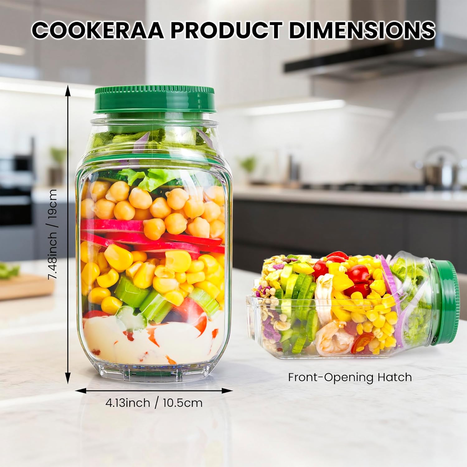 2-Pack 34oz Salad Jar Containe – обзор и цена Food Snacks That Are Green