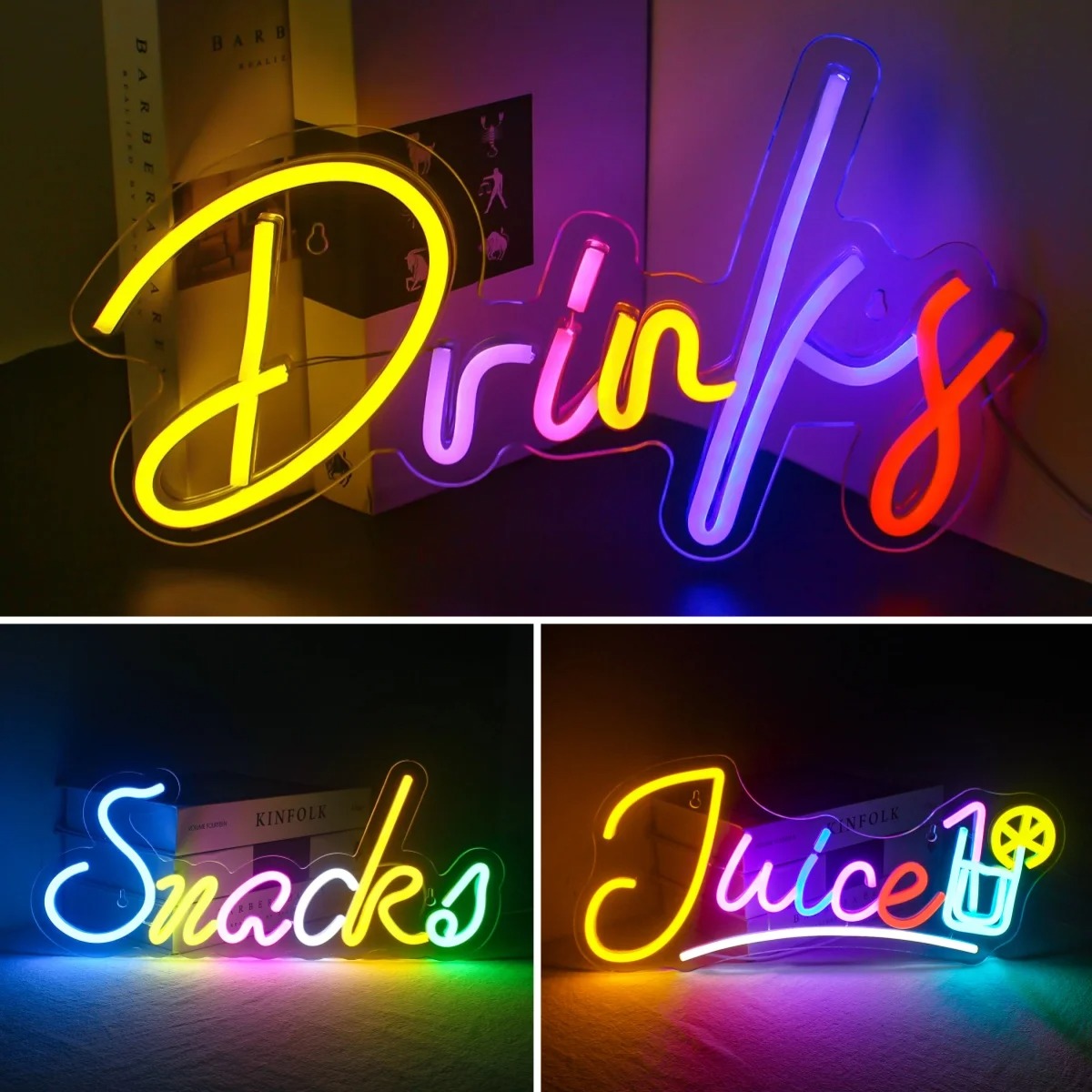 Drinks & Snacks Bar LED Neon L – обзор и цена Food Snacks Background