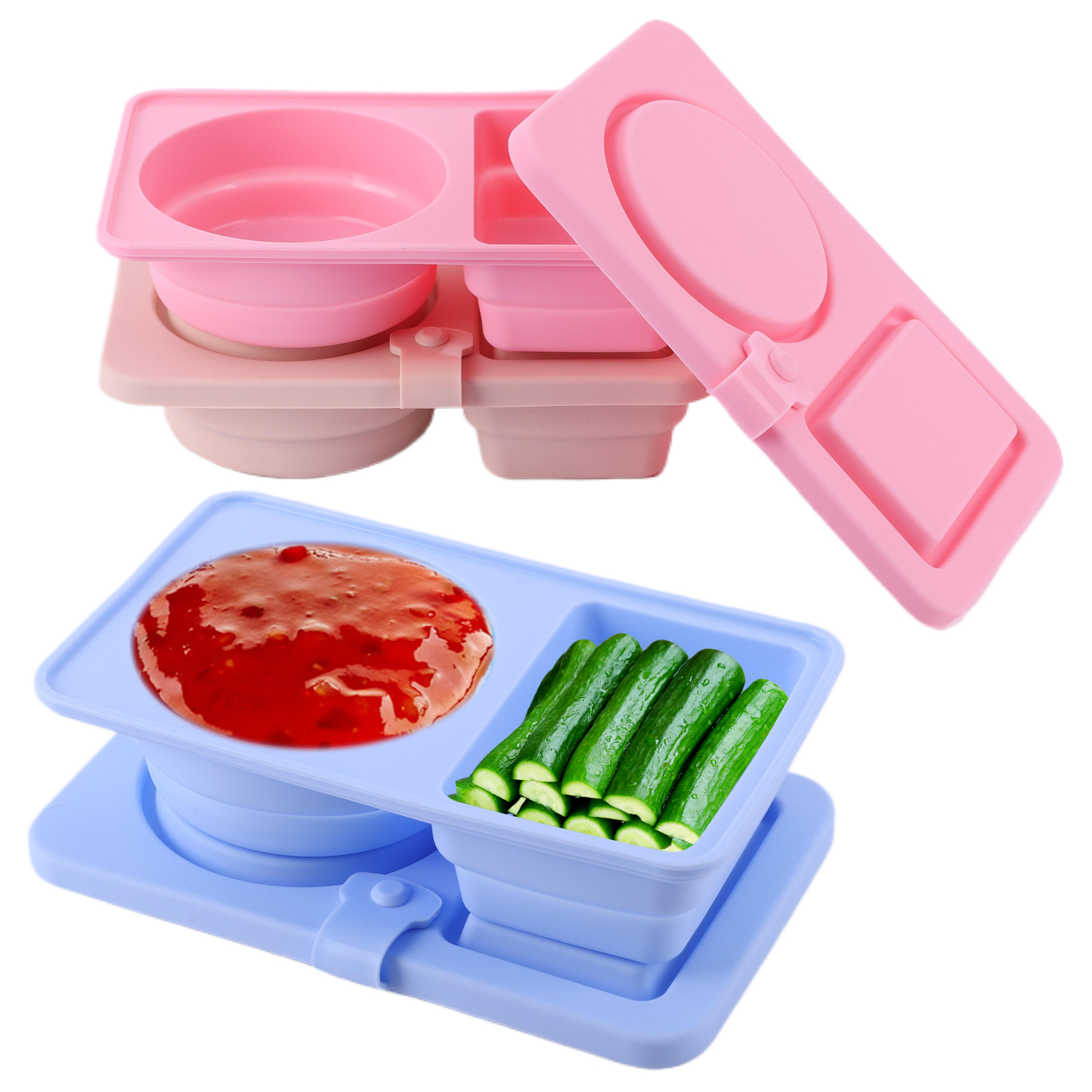 3Pcs 2 Compartment Silicone Sn – обзор и цена Food Snacks For Camping