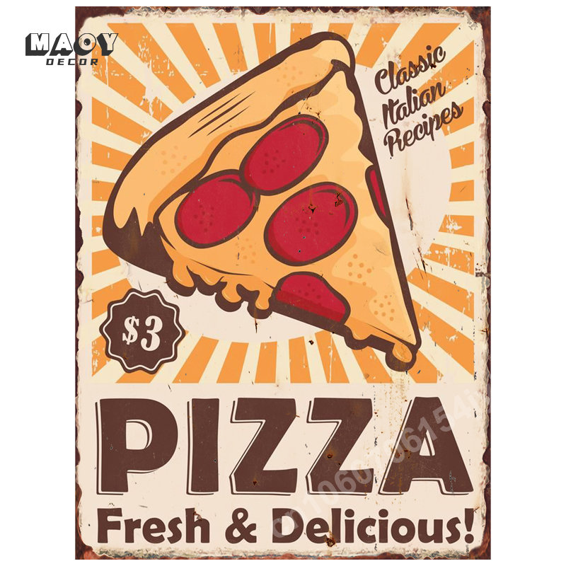 Pizza Funny Food Metal Tin Sig – обзор и цена Food Snacks Background