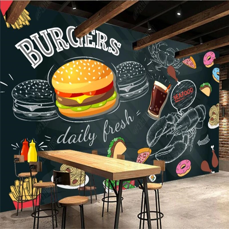 Blackboard Hand Painted Burger – обзор и цена Food Snacks Background