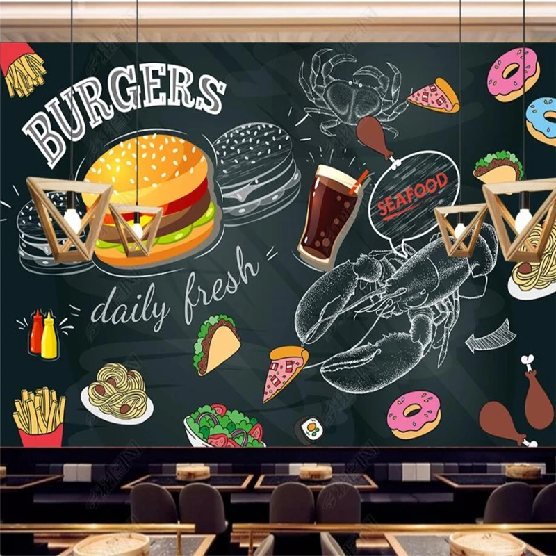 Blackboard Hand Painted Burger – обзор и цена Food Snacks Background
