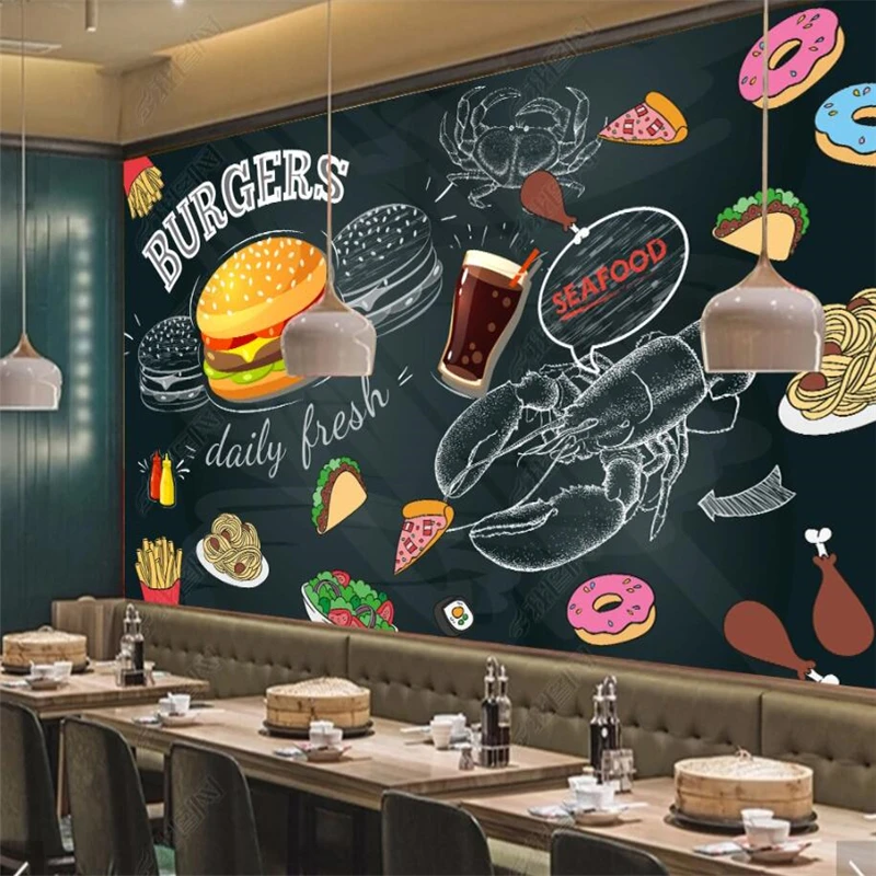 Blackboard Hand Painted Burger – обзор и цена Food Snacks Background
